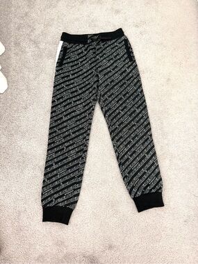 New Givenchy Kids Black & Gray Patterned Jogger Cotton Pants